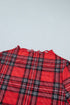 Sheer Plaid Round Neck Long Sleeve Pullover Top