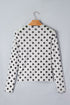 Sheer Polka Dot Mesh Stand Neck Long Sleeve Top