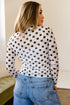 Sheer Polka Dot Mesh Stand Neck Long Sleeve Top