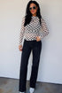 Sheer Polka Dot Mesh Stand Neck Long Sleeve Top