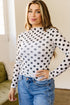 Sheer Polka Dot Mesh Stand Neck Long Sleeve Top