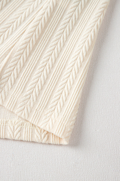 Sheer Polka Dot Puff Sleeve Ribbed Knit Summer Blouse