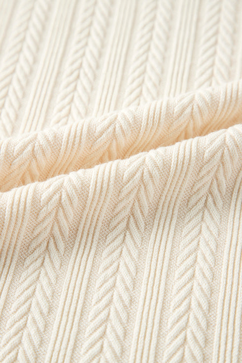 Sheer Polka Dot Puff Sleeve Ribbed Knit Summer Blouse