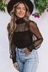 Sheer Polka Dot Ribbed Velvet Long Sleeve Bodysuit