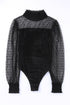 Sheer Polka Dot Ribbed Velvet Long Sleeve Bodysuit