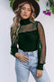 Sheer Polka Dot Ribbed Velvet Long Sleeve Bodysuit