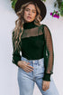 Sheer Polka Dot Ribbed Velvet Long Sleeve Bodysuit