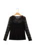 Sheer Textured Mesh And Lace Slim Fit Long Sleeve Top