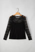 Sheer Textured Mesh And Lace Slim Fit Long Sleeve Top