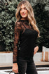 Sheer Textured Mesh And Lace Slim Fit Long Sleeve Top