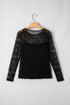 Sheer Textured Mesh And Lace Slim Fit Long Sleeve Top