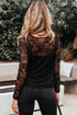Sheer Textured Mesh And Lace Slim Fit Long Sleeve Top
