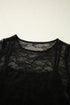 Sheer Textured Mesh And Lace Slim Fit Long Sleeve Top