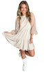 Sheer Textured Sleeve Tiered Ruffle Mini Dress