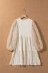 Sheer Textured Sleeve Tiered Ruffle Mini Dress