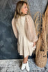 Sheer Textured Sleeve Tiered Ruffle Mini Dress