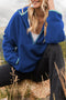Sherpa Fleece Half Zip Contrast Trim Drop Shoulder Side Pocket Hoodie