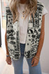 Sherpa Fleece Paisley Print Pocketed Western Vest