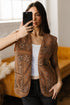 Sherpa Fleece Paisley Print Pocketed Western Vest