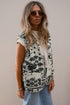 Sherpa Fleece Paisley Print Pocketed Western Vest