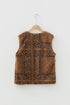 Sherpa Fleece Paisley Print Pocketed Western Vest