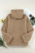 Sherpa Fleece Zip Front Drawstring Hood Drop Shoulder Pocketed Jacket