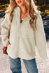 Sherpa Fleece Zip Front Drawstring Hood Drop Shoulder Pocketed Jacket