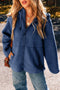 Sherpa Fleece Zip Front Drawstring Hood Drop Shoulder Pocketed Jacket