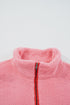 Sherpa Half Zip Contrast Piping Stand Collar Pocketed Drop Shoulder Sweatshirt