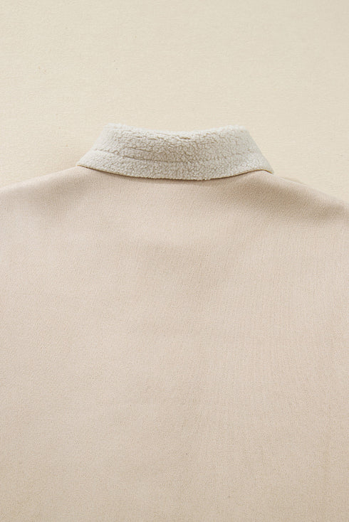 Sherpa Lined Faux Suede Drop Shoulder Button Jacket