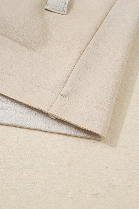 Sherpa Lined Faux Suede Drop Shoulder Button Jacket