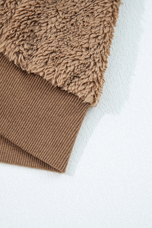 Sherpa Zip Hoodie Drawstring Waist Lounge Short Sets