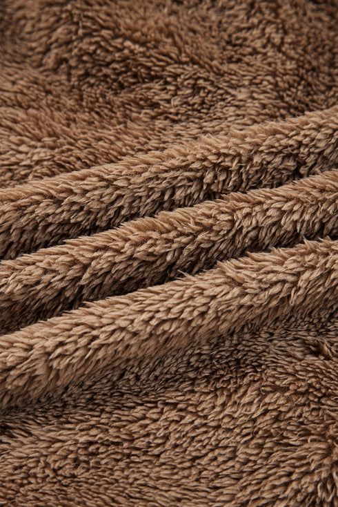 Sherpa Zip Hoodie Drawstring Waist Lounge Short Sets