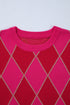 Shimmer Detail Argyle Pattern Crew Neck Sweater