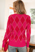 Shimmer Detail Argyle Pattern Crew Neck Sweater