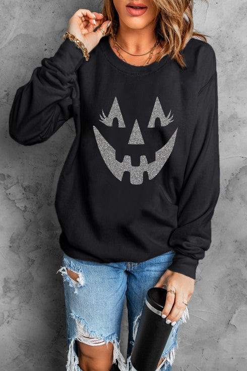 Shimmer Graphic Print Long Sleeve Crew Neck Sweatshirt