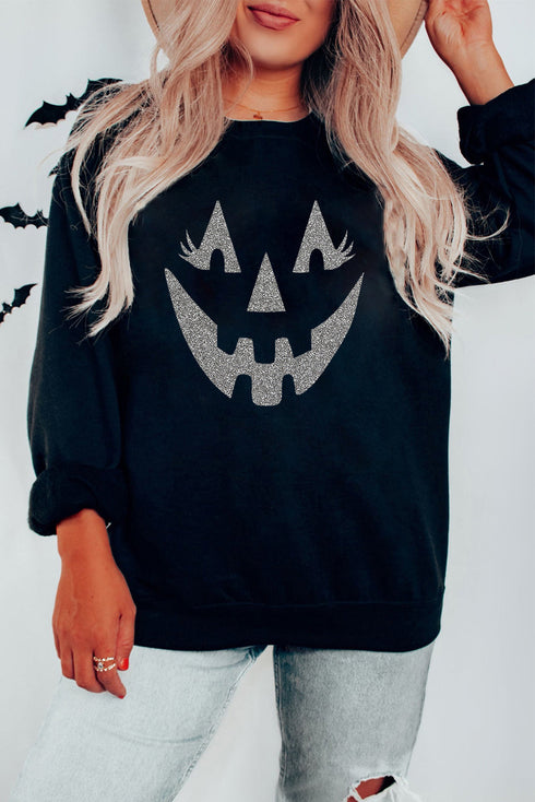 Shimmer Graphic Print Long Sleeve Crew Neck Sweatshirt
