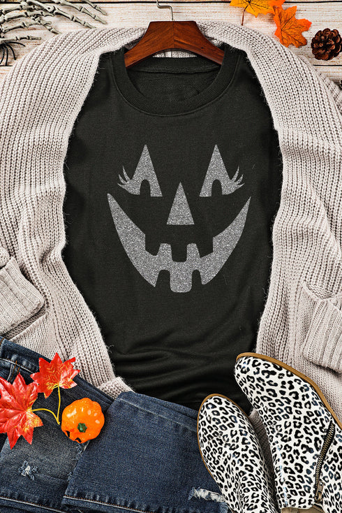 Shimmer Graphic Print Long Sleeve Crew Neck Sweatshirt