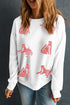 Shimmering Animal Graphic Crew Neck Pullover Sweatshirt