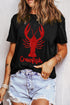 Shimmering Crawfish Graphic Crew Neck Short Sleeve Tee