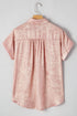 Shimmering Crinkle Texture Short Sleeve Button Down Shirt