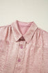 Shimmering Crinkle Texture Short Sleeve Button Down Shirt
