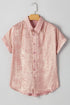 Shimmering Crinkle Texture Short Sleeve Button Down Shirt