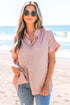 Shimmering Crinkle Texture Short Sleeve Button Down Shirt