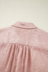 Shimmering Crinkle Texture Short Sleeve Button Down Shirt
