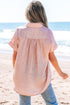 Shimmering Crinkle Texture Short Sleeve Button Down Shirt