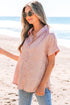 Shimmering Crinkle Texture Short Sleeve Button Down Shirt