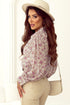 Shimmering Floral Print Collared Button Down Blouse