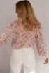 Shimmering Floral Print Collared Button Down Blouse