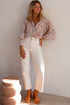 Shimmering Floral Print Collared Button Down Blouse